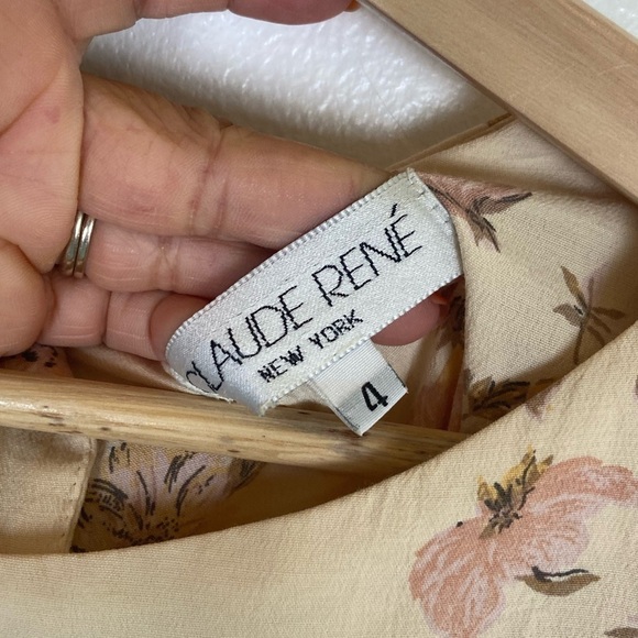 Claude Rene VTG Floral Maxi Dress Sz 4 Pleated Mother Pearl Buttons Cottagecore - Picture 13 of 14